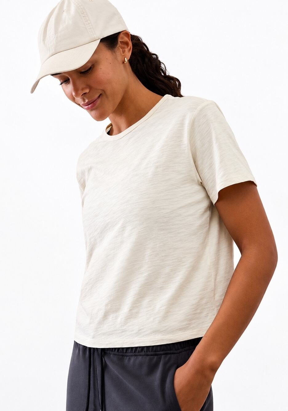 Athleta Women’s Essential Slub Tee 100% Cotton Bone Extra Small XS